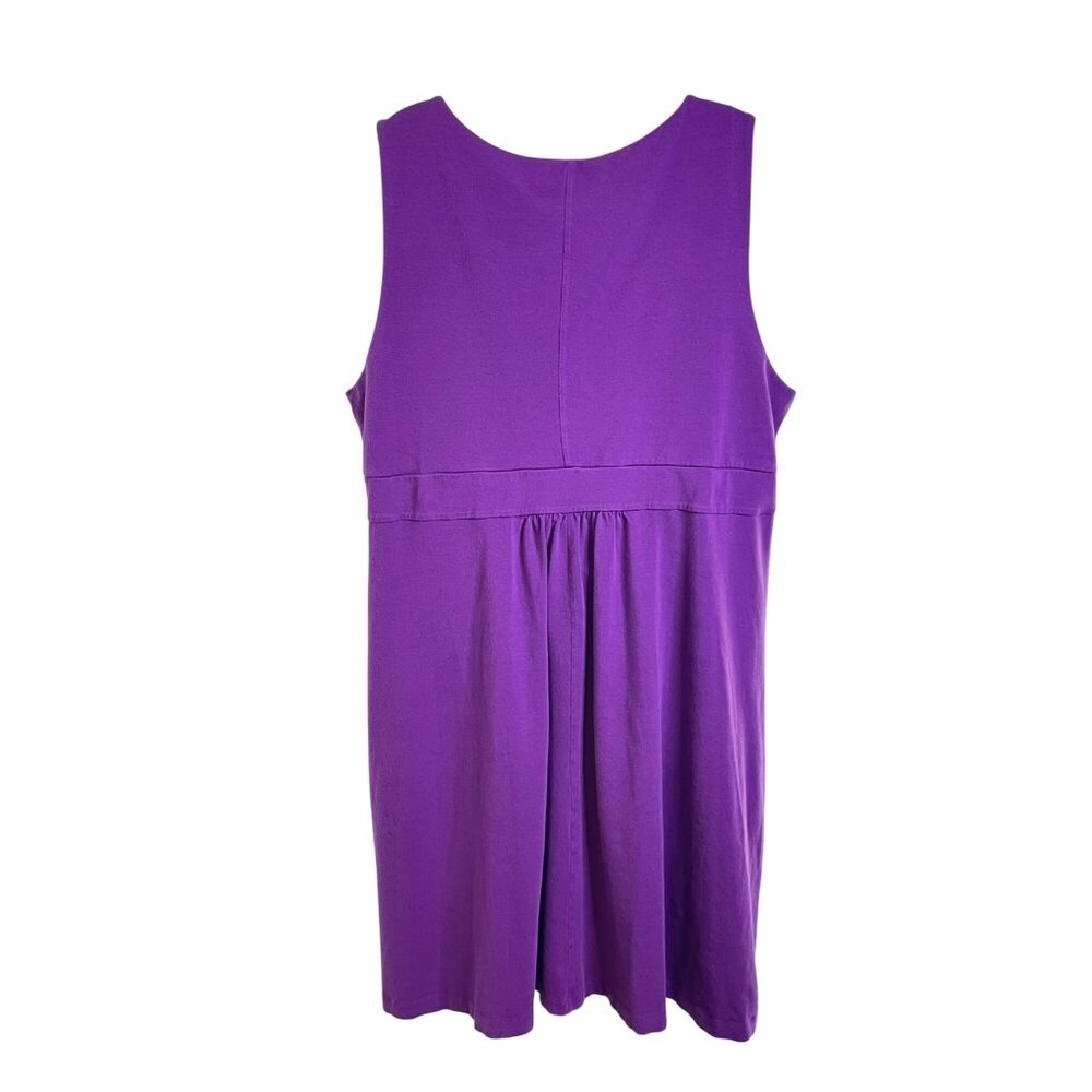 Lands End Purple Sleeveless VNeck Pleated Dress 3X 24W 26W Viscose Blend u - Picture 8 of 10